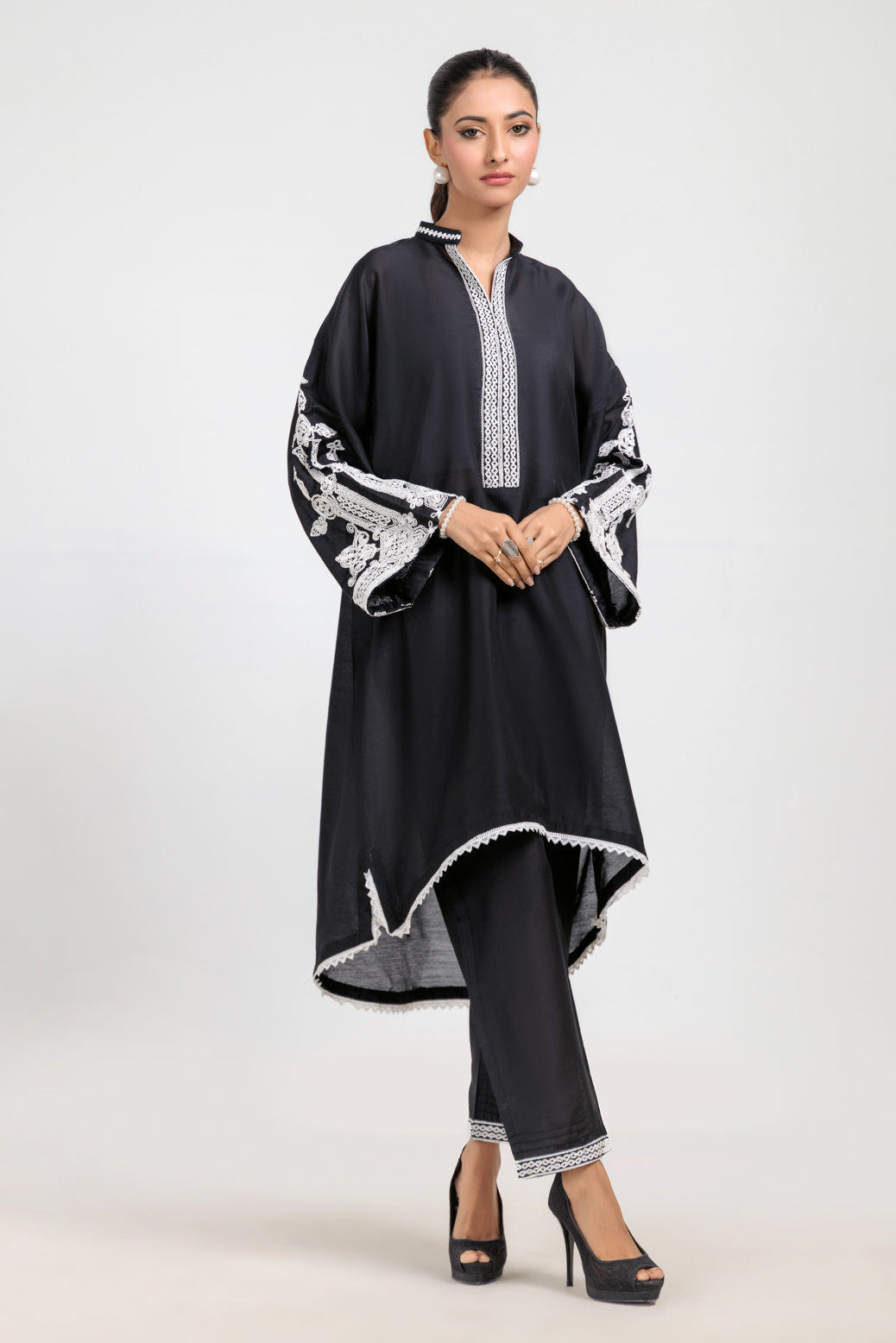 Bonanza Satrangi | Black Silk 2 Piece (BS7242P02) -  Bonanza Satrangi Ready To Wear - Original Designer Dress - House of Maryam