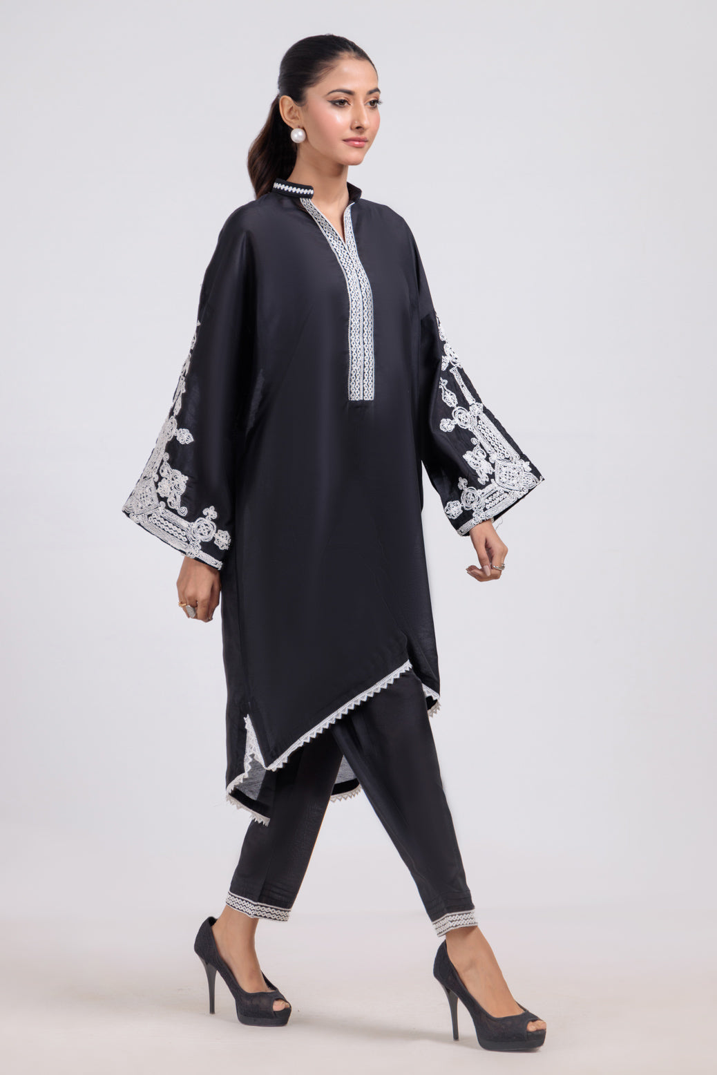 Bonanza Satrangi | Black Silk 2 Piece (BS7242P02) -  Bonanza Satrangi Ready To Wear - Original Designer Dress - House of Maryam