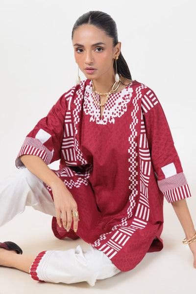 Bonanza Satrangi | Red Jacquard 2 Piece (BS7242P28) -  Bonanza Satrangi Ready To Wear - Original Designer Dress - House of Maryam