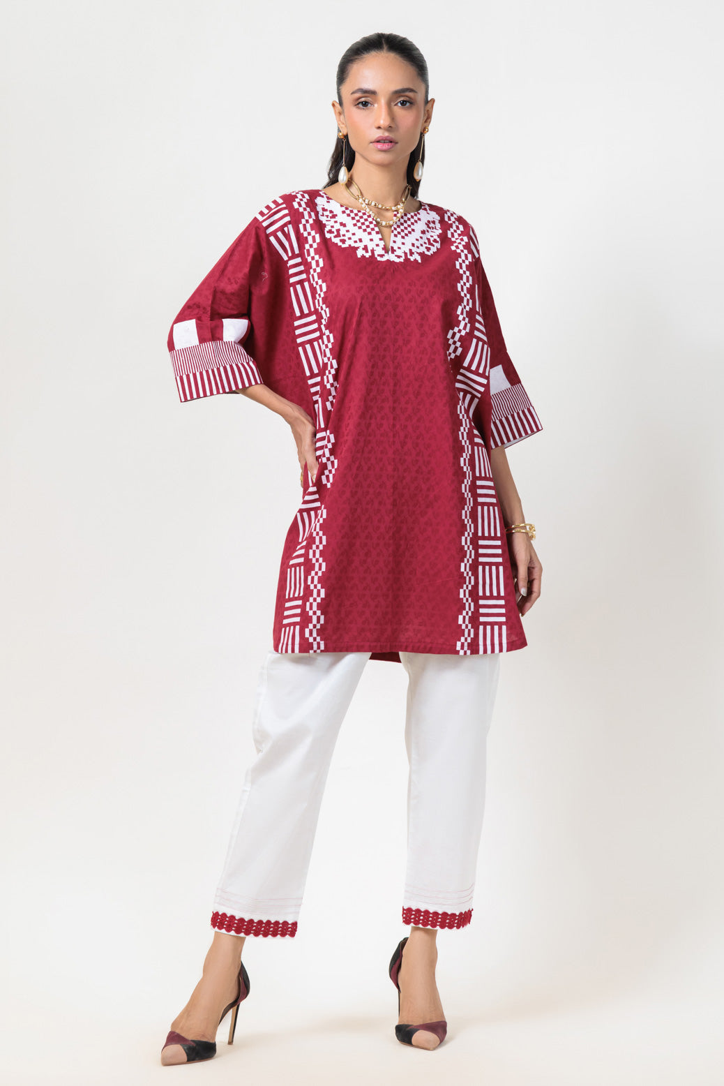 Bonanza Satrangi | Red Jacquard 2 Piece (BS7242P28) -  Bonanza Satrangi Ready To Wear - Original Designer Dress - House of Maryam