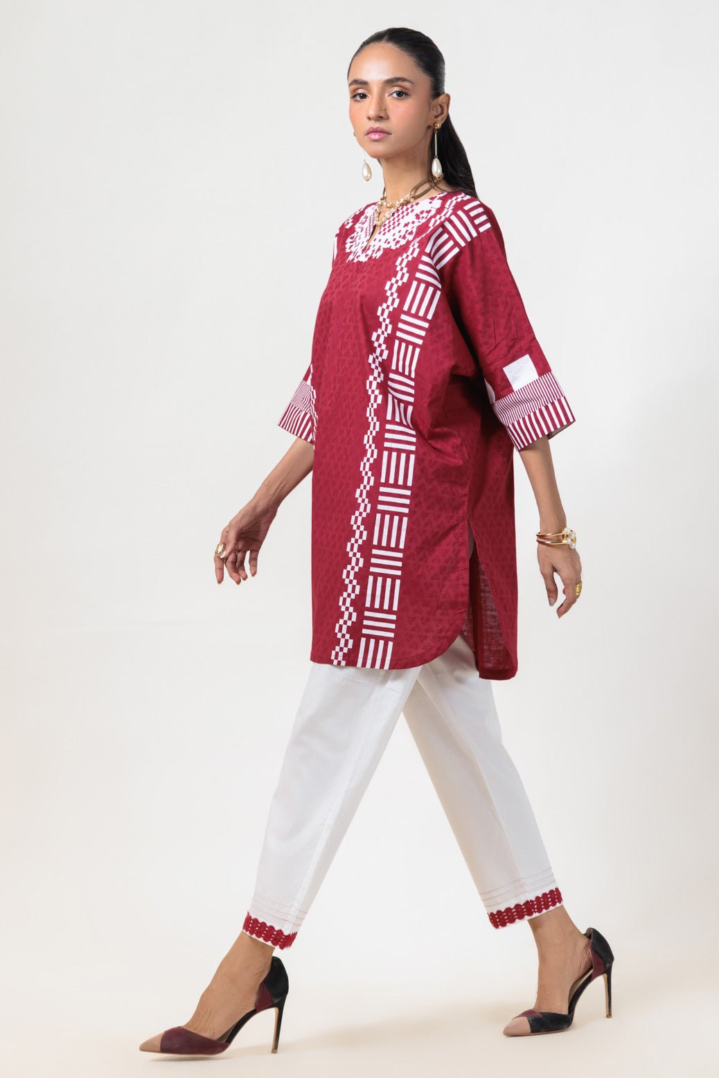Bonanza Satrangi | Red Jacquard 2 Piece (BS7242P28) -  Bonanza Satrangi Ready To Wear - Original Designer Dress - House of Maryam