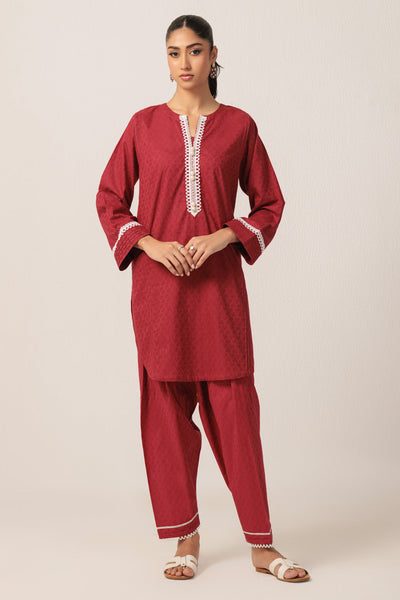 Bonanza Satrangi | Red Jacquard 2 Piece (BS7242P31) -  Bonanza Satrangi Ready To Wear - Original Designer Dress - House of Maryam