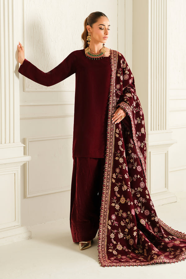 Baroque | Luxury Pret 24 | VELVET SUIT PR-1013 -  Baroque Ladies Clothes - Original Designer Dress - House of Maryam