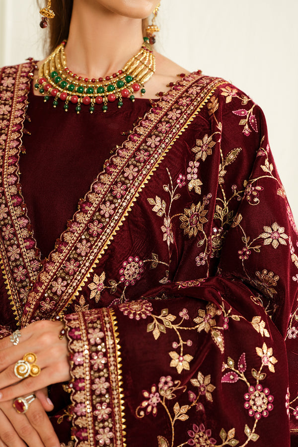 Baroque | Luxury Pret 24 | VELVET SUIT PR-1013 -  Baroque Ladies Clothes - Original Designer Dress - House of Maryam