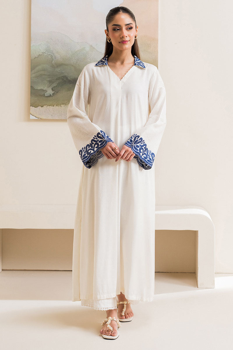 Cross Stitch | Basic Pret | Vanilla Mint Embelished Linen Shirt