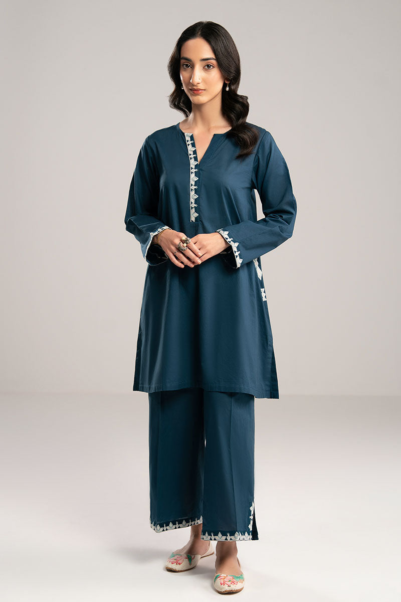 Cross Stitch | Exclusive Pret | Deep Blue-2PC (Shirt & Trouser)-1