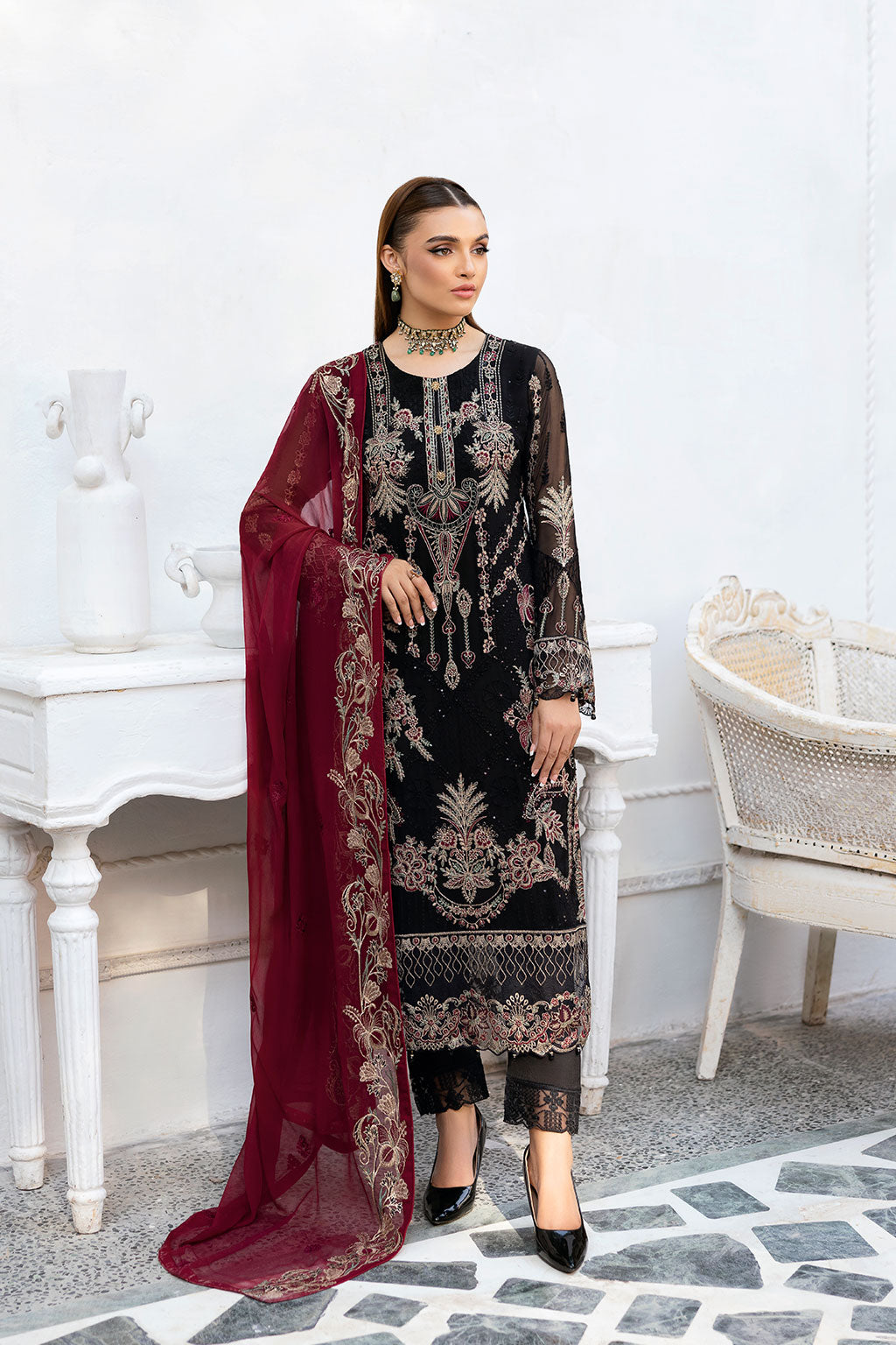 Ramsha | Chevron Chiffon Collection | A-1008 -  Ramsha Ladies Clothes - Original Designer Dress - House of Maryam