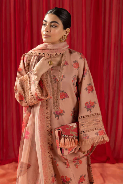 Alizeh | Sheen Lawn Prints 24 | Coral Peach -  Alizeh Luxury - Original Designer Dress - House of Maryam