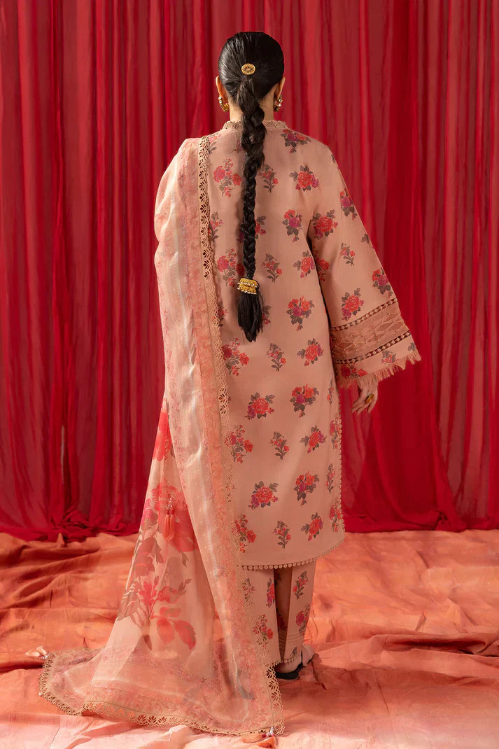 Alizeh | Sheen Lawn Prints 24 | Coral Peach -  Alizeh Luxury - Original Designer Dress - House of Maryam