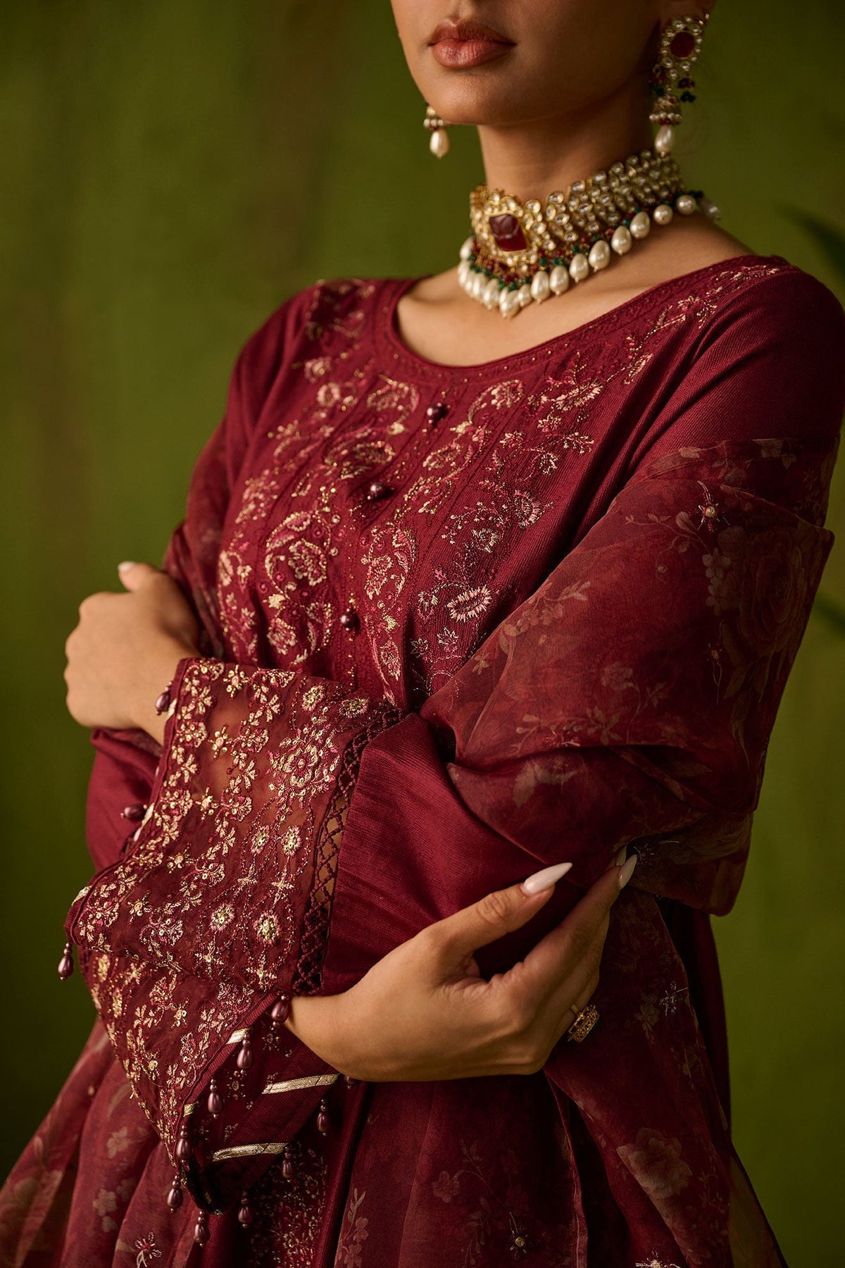 Dhanak | Festive Formals | SS24DU-3197 MAROON 3Pcs -  Dhanak Formal - Original Designer Dress - House of Maryam