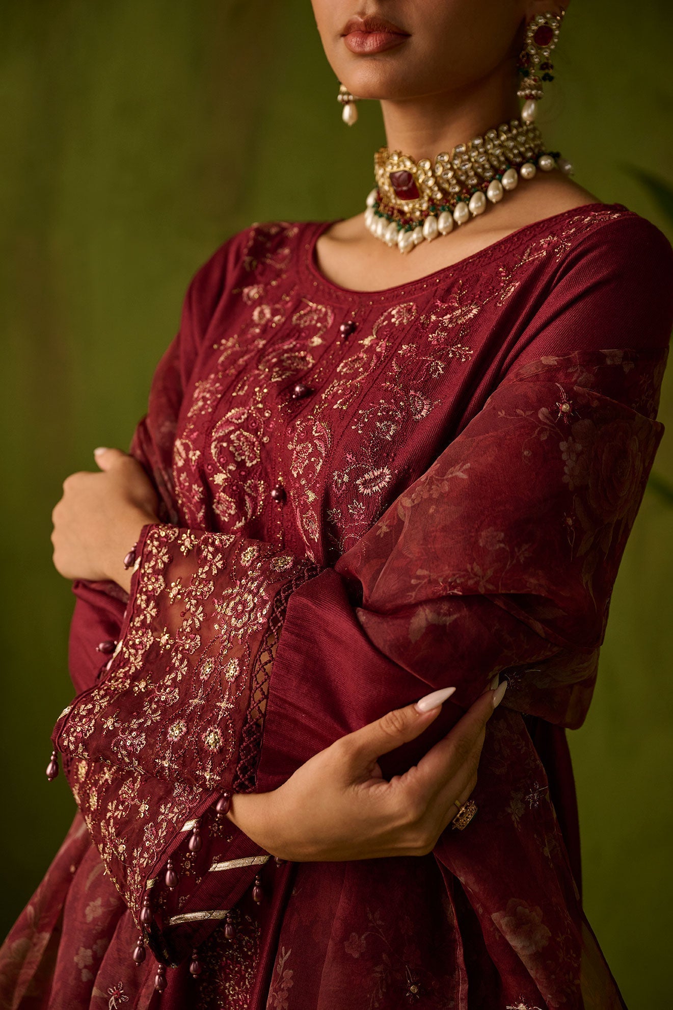 Dhanak | Festive Formals | SS24DU-3197 MAROON 3Pcs