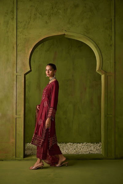 Dhanak | Festive Formals | SS24DU-3197 MAROON 3Pcs -  Dhanak Formal - Original Designer Dress - House of Maryam