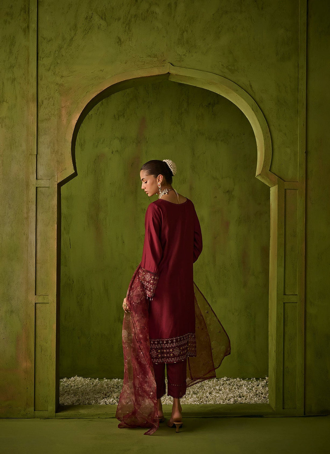 Dhanak | Festive Formals | SS24DU-3197 MAROON 3Pcs by Designer Dhanak - House of Maryam - Pakistani Designer Ethnic Wear in {{ shop.shopifyCountryName }}