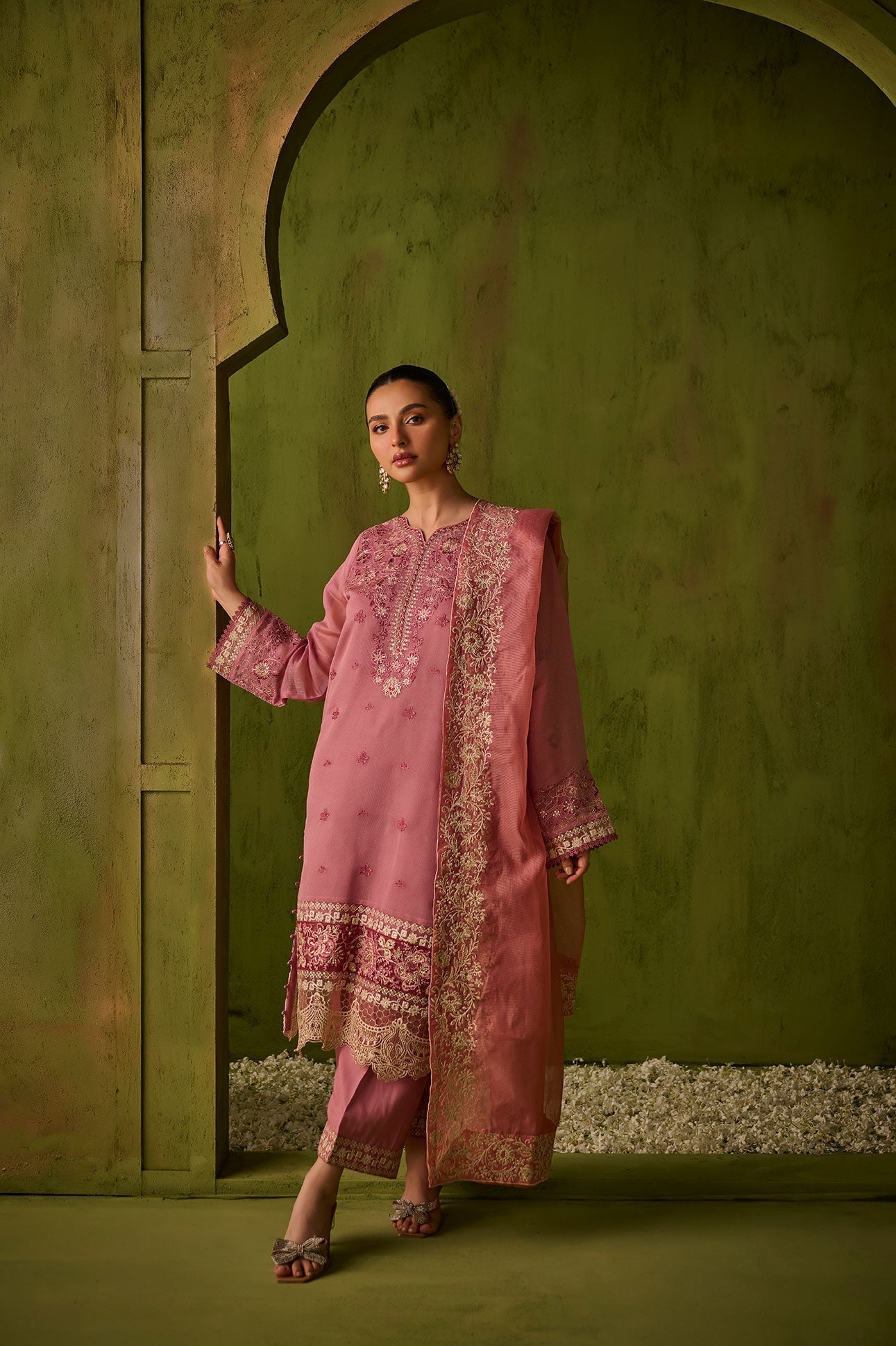 Dhanak | Festive Formals | SS24DU-3193 PINK 3Pcs by Designer Saffron - House of Maryam - Pakistani Designer Ethnic Wear in {{ shop.shopifyCountryName }}