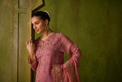 Dhanak | Festive Formals | SS24DU-3193 PINK 3Pcs -  Saffron Formal - Original Designer Dress - House of Maryam