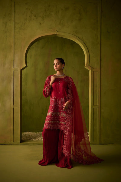 Dhanak | Festive Formals | SS24DU-3200 DARK-PINK 3Pcs -  Dhanak Formal - Original Designer Dress - House of Maryam