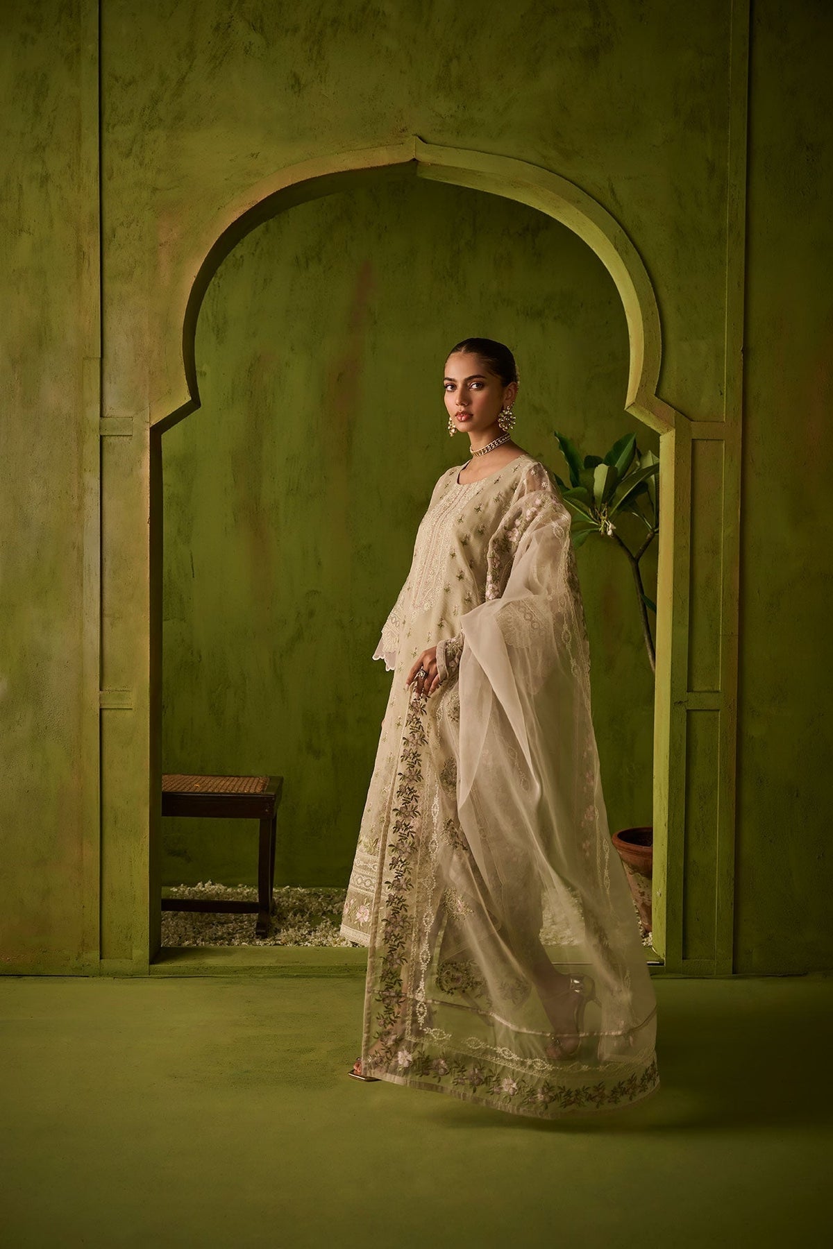 Dhanak | Festive Formals | SS24DU-3194 BEIGE 3Pcs -  Dhanak Luxury - Original Designer Dress - House of Maryam