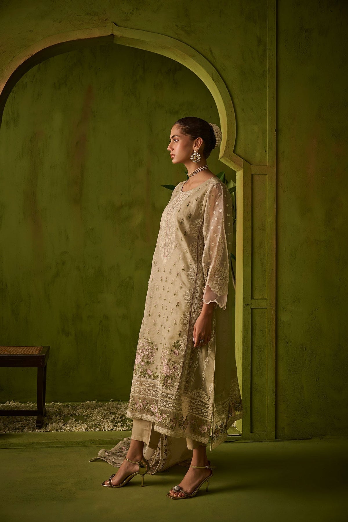 Dhanak | Festive Formals | SS24DU-3194 BEIGE 3Pcs -  Dhanak Luxury - Original Designer Dress - House of Maryam