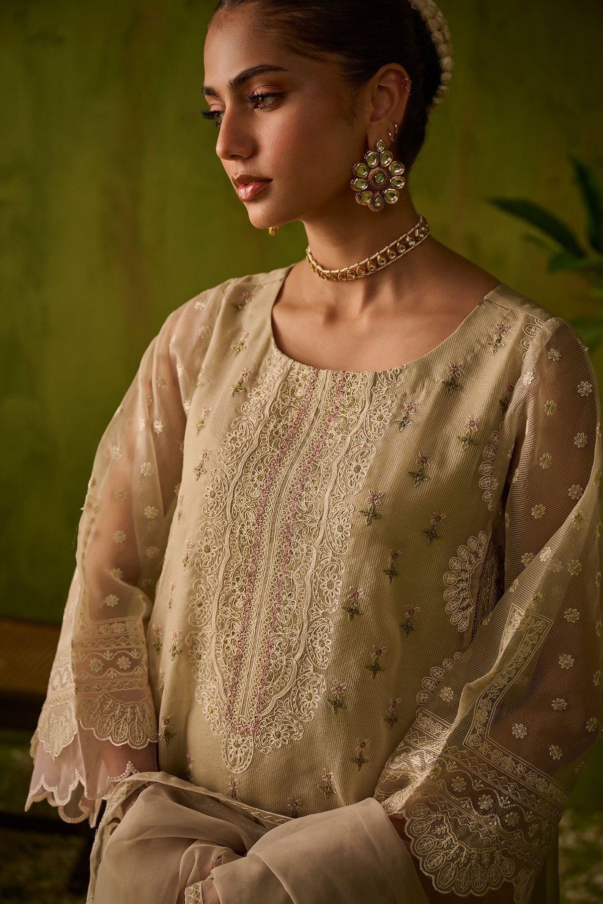 Dhanak | Festive Formals | SS24DU-3194 BEIGE 3Pcs -  Dhanak Luxury - Original Designer Dress - House of Maryam