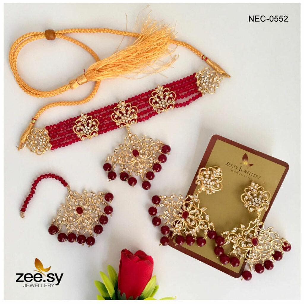 Crystal Necklace-0552 -  Zeesy Necklace Sets - Original Designer Dress - House of Maryam