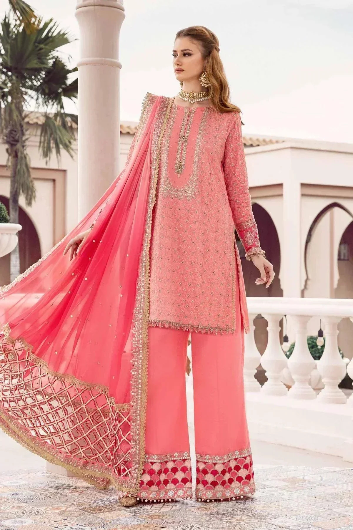 Maria B | Sateen Formals 23 | Candy Pink CST-701 -  Maria B Formal - Original Designer Dress - House of Maryam