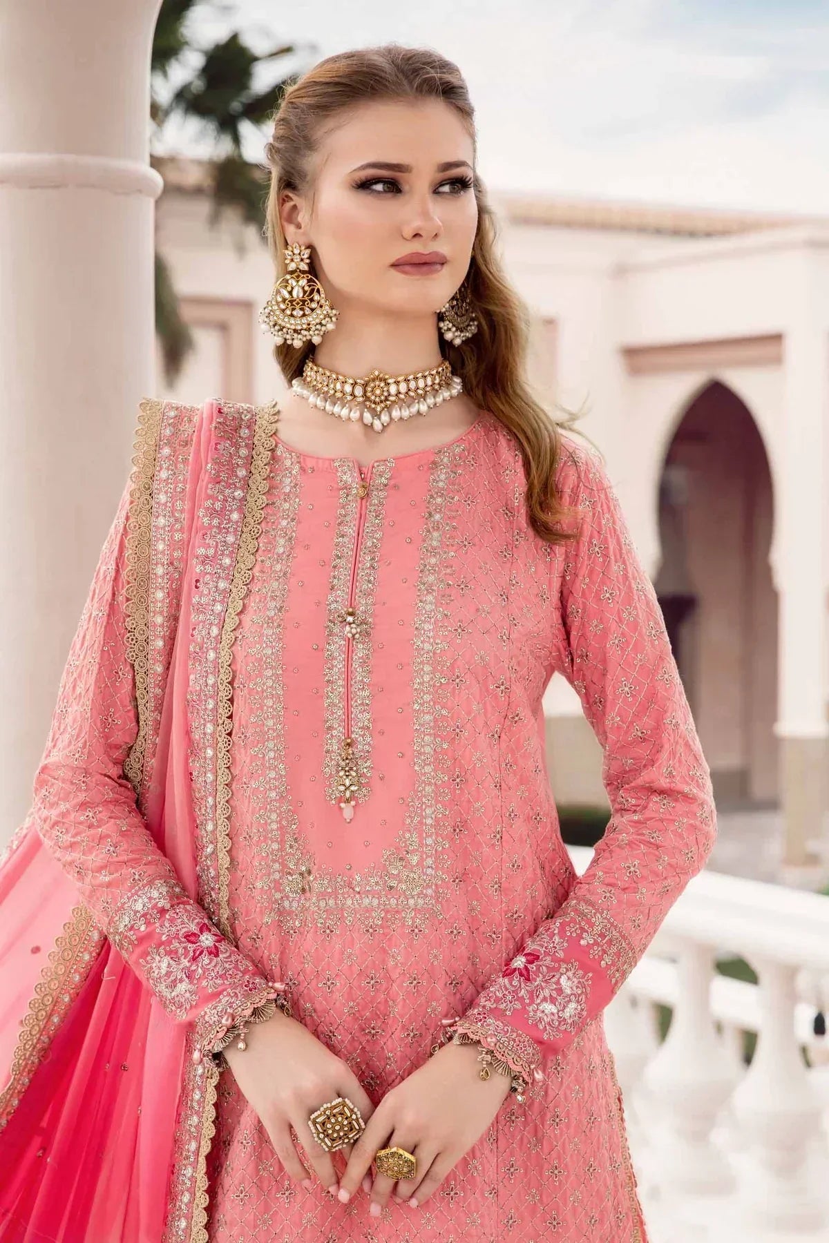 Maria B | Sateen Formals 23 | Candy Pink CST-701 by Designer Maria B - House of Maryam - Pakistani Designer Ethnic Wear in {{ shop.shopifyCountryName }}