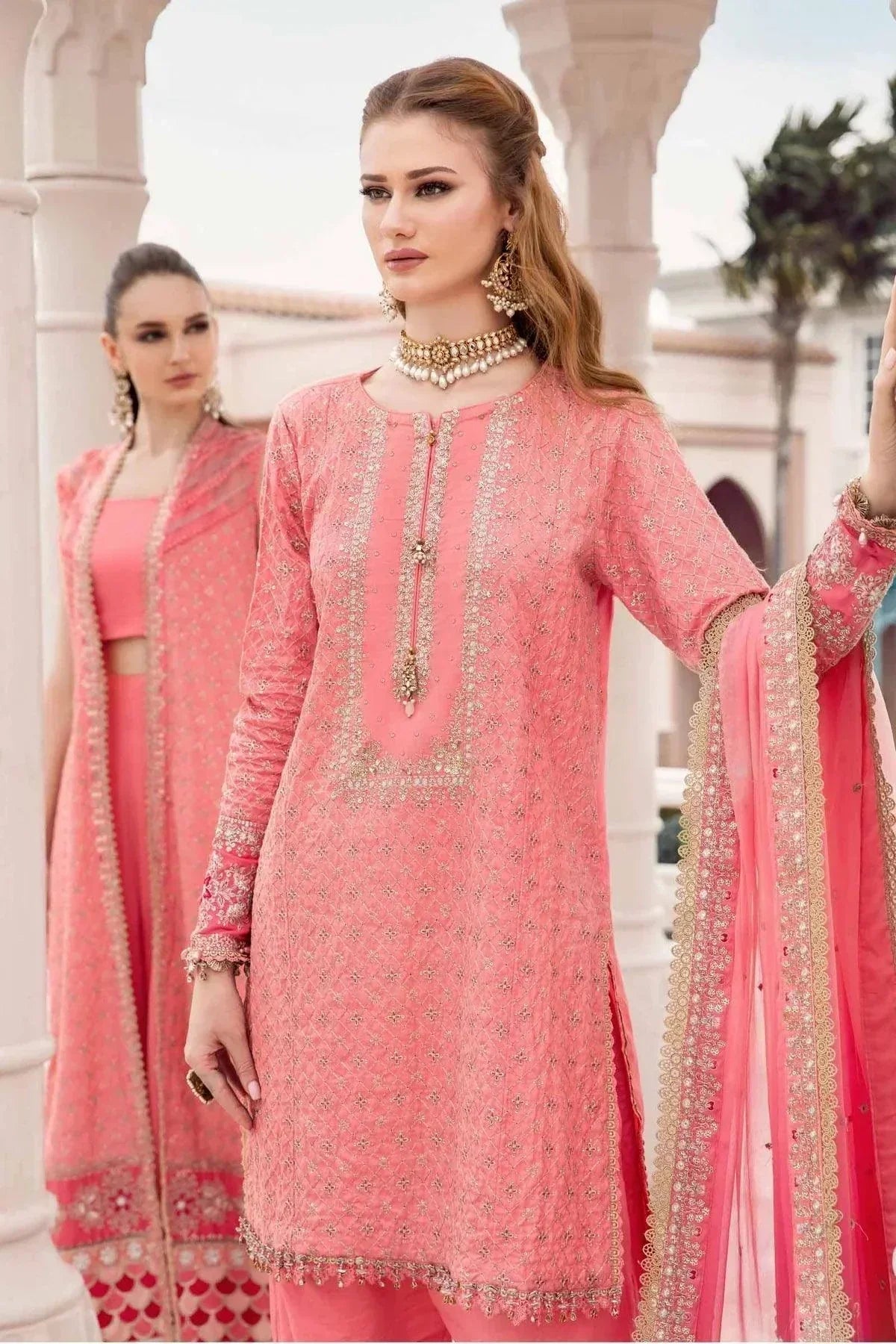 Maria B | Sateen Formals 23 | Candy Pink CST-701 -  Maria B Formal - Original Designer Dress - House of Maryam