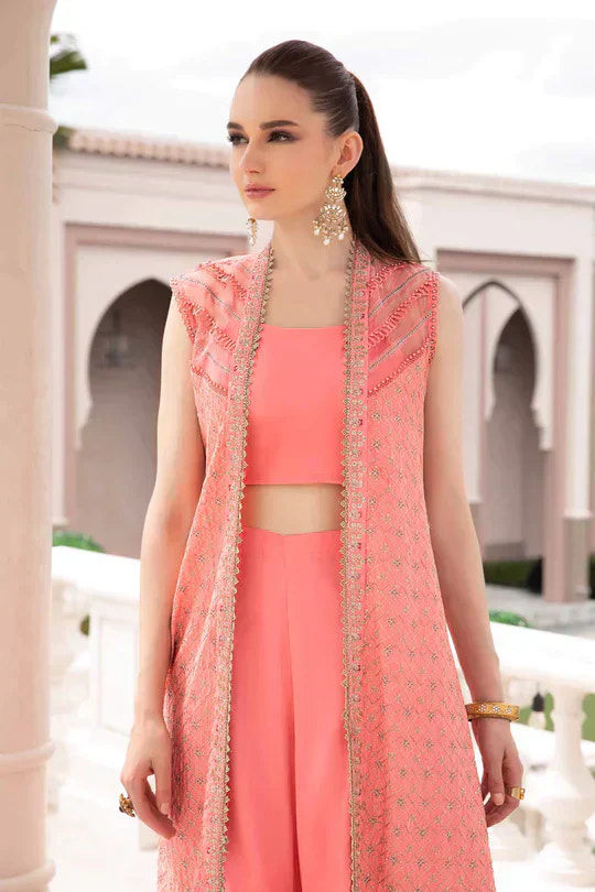 Maria B | Sateen Formals 23 | Candy Pink CST-701 -  Maria B Formal - Original Designer Dress - House of Maryam