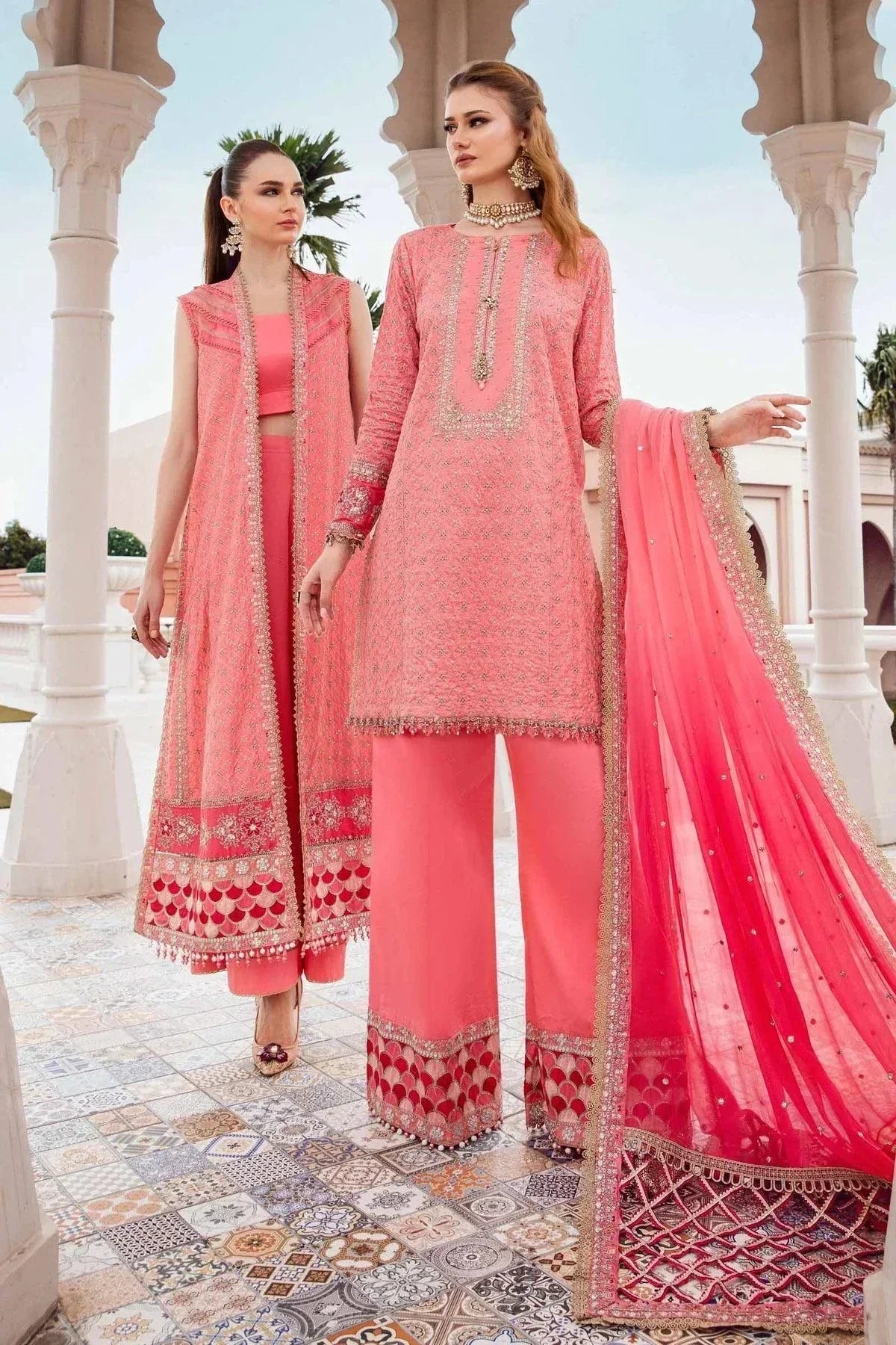 Maria B | Sateen Formals 23 | Candy Pink CST-701 -  Maria B Formal - Original Designer Dress - House of Maryam