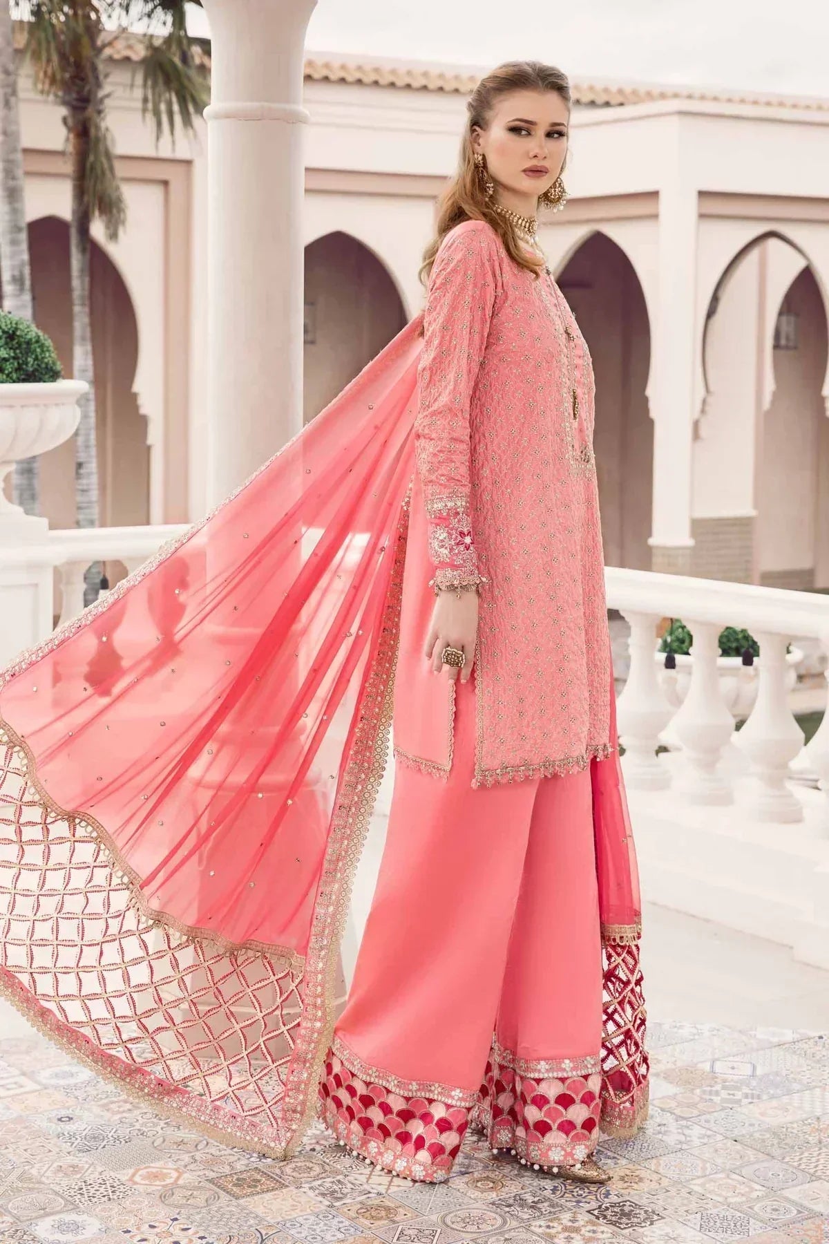 Maria B | Sateen Formals 23 | Candy Pink CST-701 by Designer Maria B - House of Maryam - Pakistani Designer Ethnic Wear in {{ shop.shopifyCountryName }}