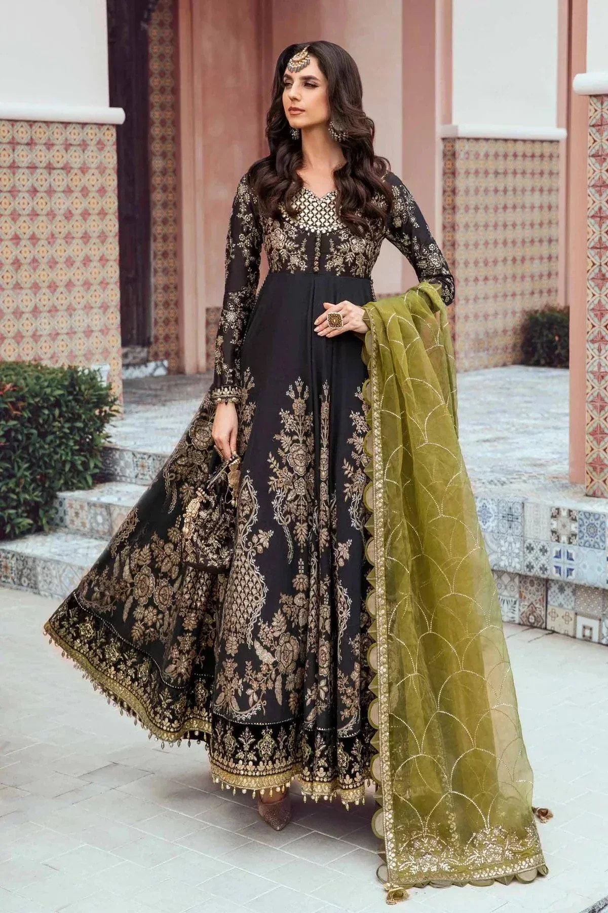 Maria B | Sateen Formals 23 | Black CST-703 -  Maria B Formal - Original Designer Dress - House of Maryam