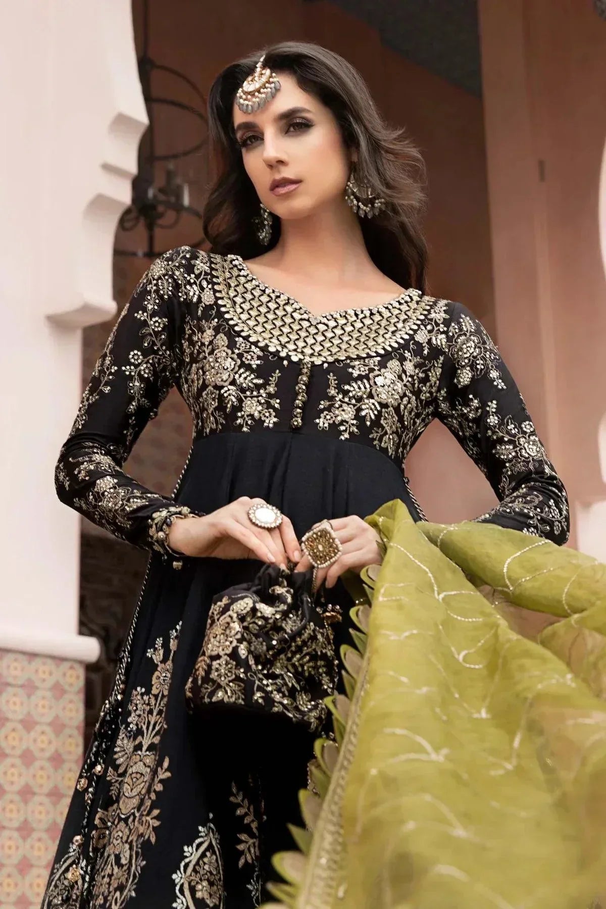 Maria B | Sateen Formals 23 | Black CST-703 -  Maria B Formal - Original Designer Dress - House of Maryam