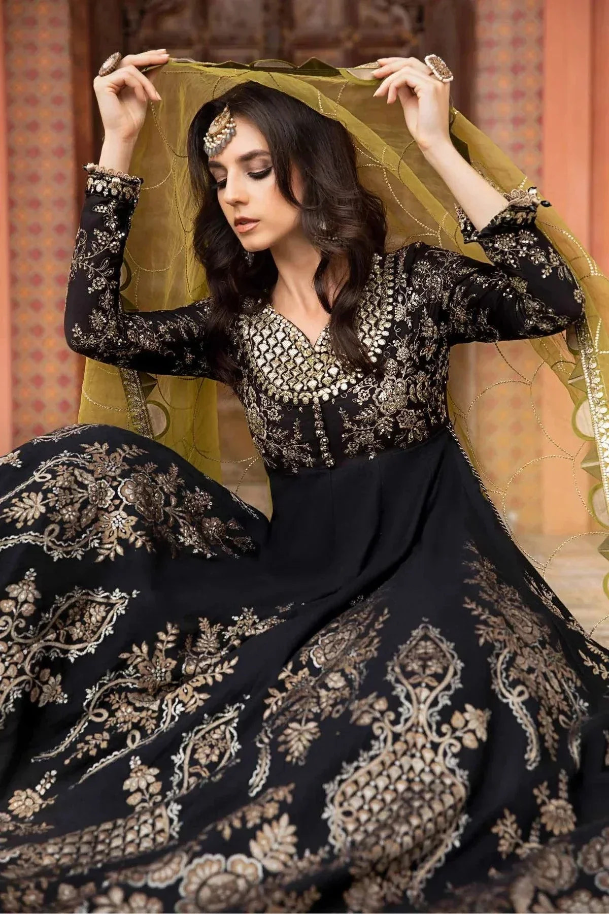 Maria B | Sateen Formals 23 | Black CST-703 -  Maria B Formal - Original Designer Dress - House of Maryam