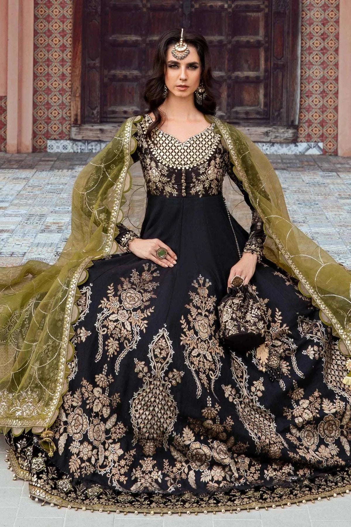 Maria B | Sateen Formals 23 | Black CST-703 -  Maria B Formal - Original Designer Dress - House of Maryam