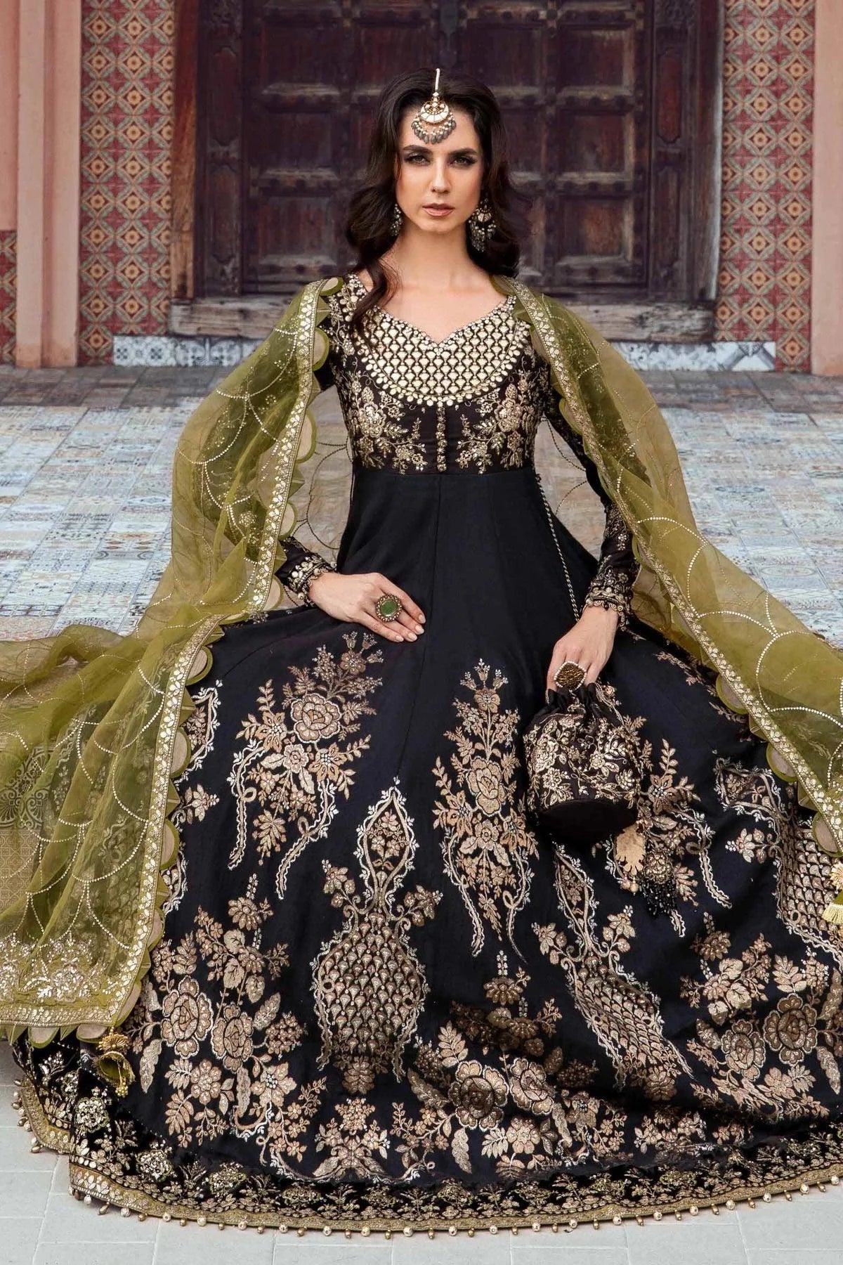 Maria B | Sateen Formals 23 | Black CST-703 by Designer Maria B - House of Maryam - Pakistani Designer Ethnic Wear in {{ shop.shopifyCountryName }}