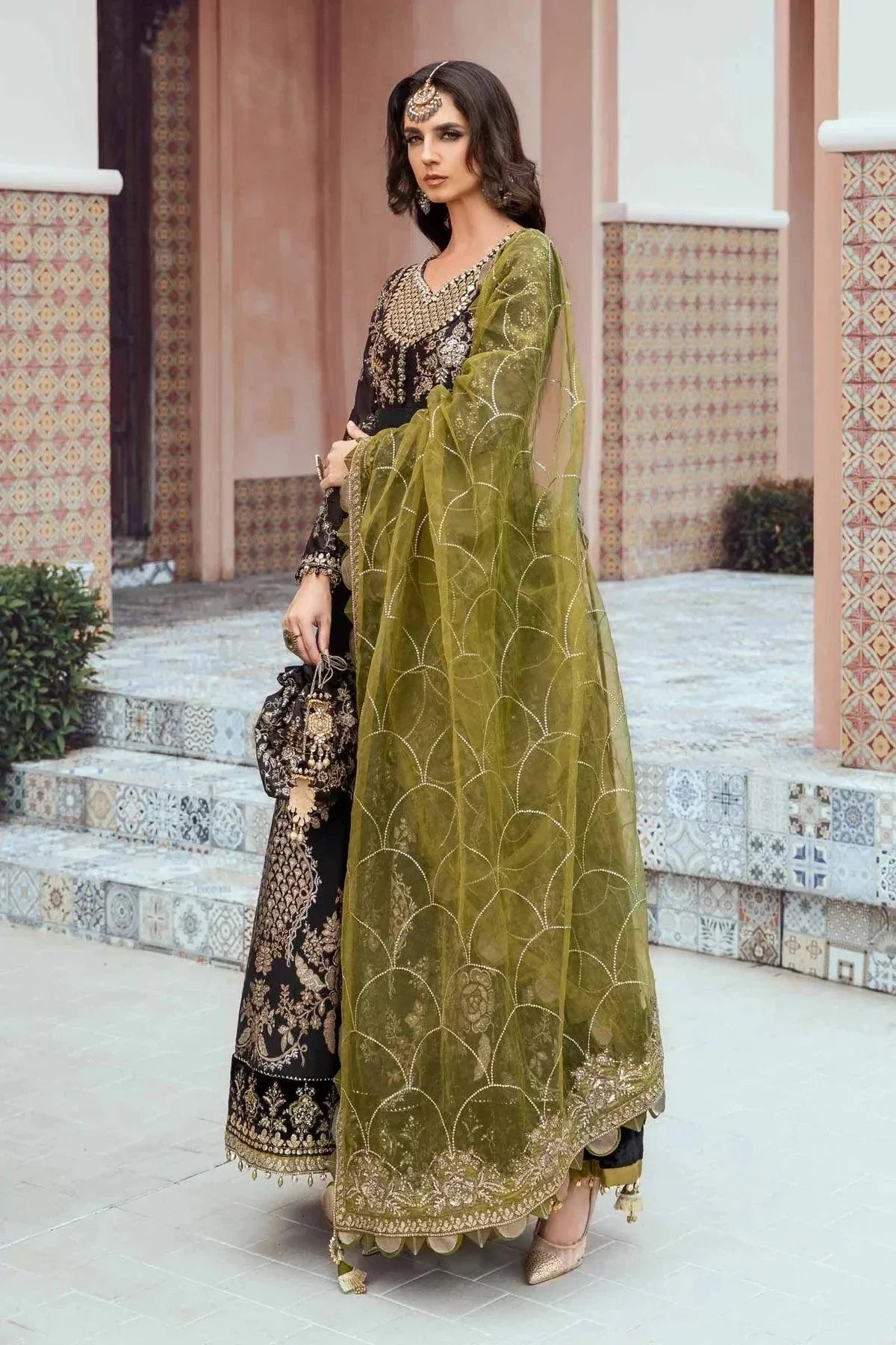 Maria B | Sateen Formals 23 | Black CST-703 -  Maria B Formal - Original Designer Dress - House of Maryam