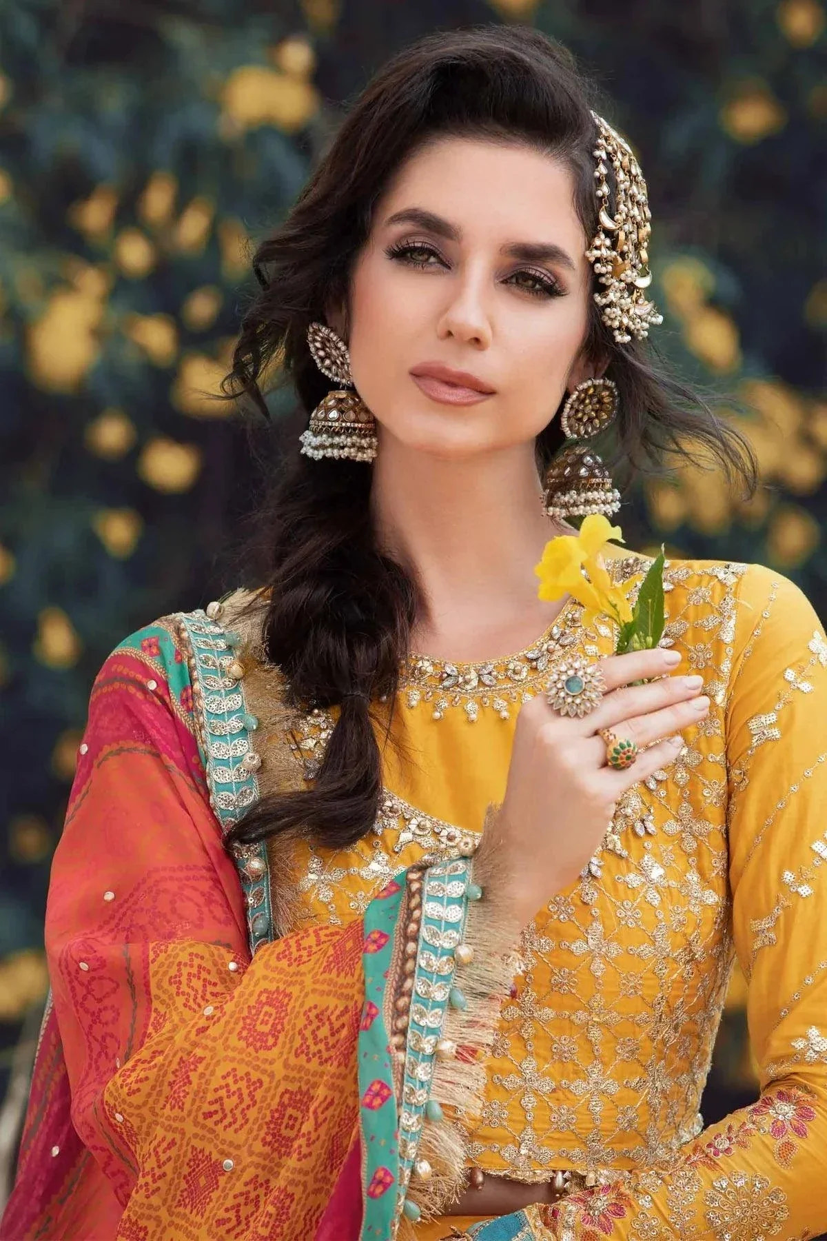 Maria B | Sateen Formals 23 | Yellow CST-705 -  Maria B Formal - Original Designer Dress - House of Maryam