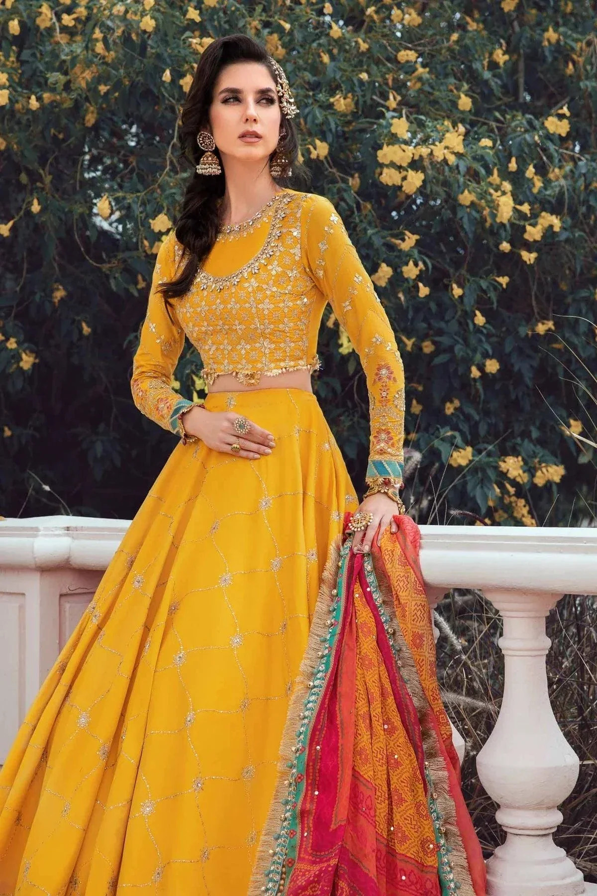 Maria B | Sateen Formals 23 | Yellow CST-705 -  Maria B Formal - Original Designer Dress - House of Maryam