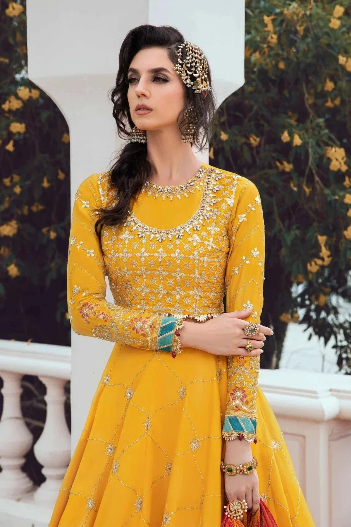 Maria B | Sateen Formals 23 | Yellow CST-705 -  Maria B Formal - Original Designer Dress - House of Maryam