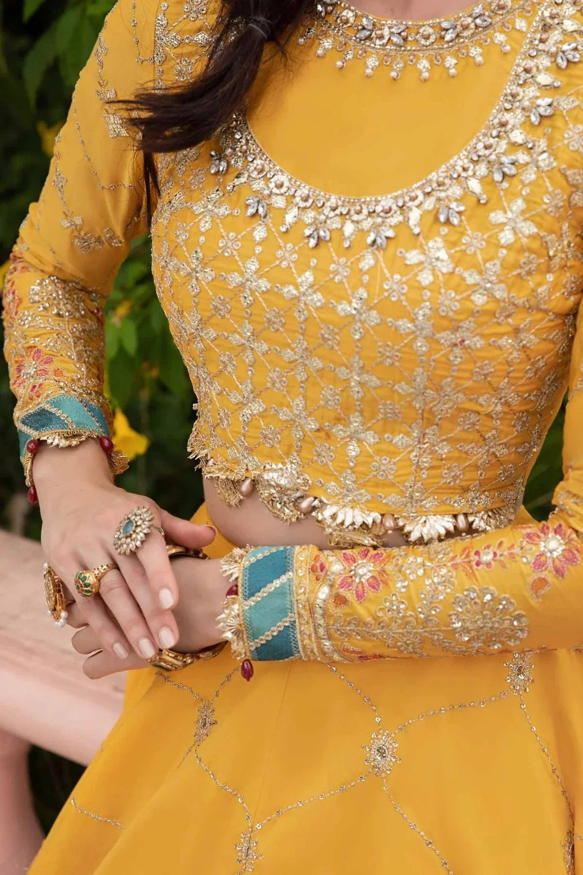 Maria B | Sateen Formals 23 | Yellow CST-705 -  Maria B Formal - Original Designer Dress - House of Maryam