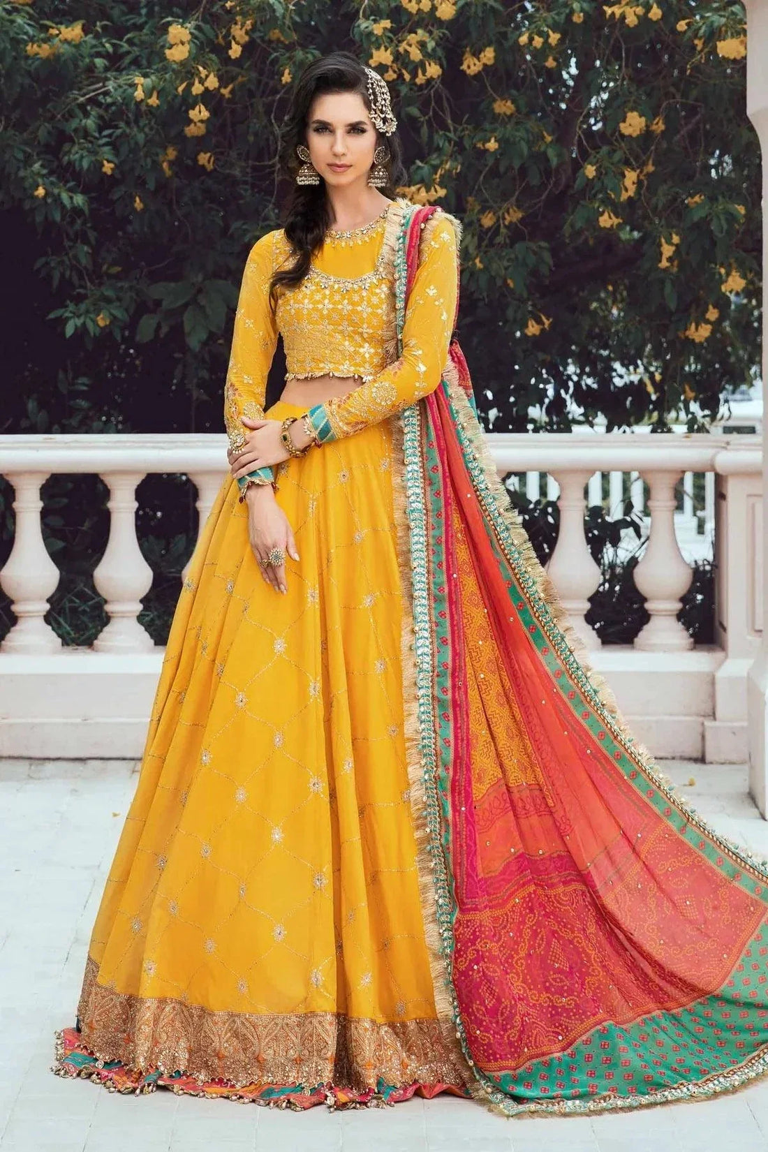 Maria B | Sateen Formals 23 | Yellow CST-705 by Designer Maria B - House of Maryam - Pakistani Designer Ethnic Wear in {{ shop.shopifyCountryName }}