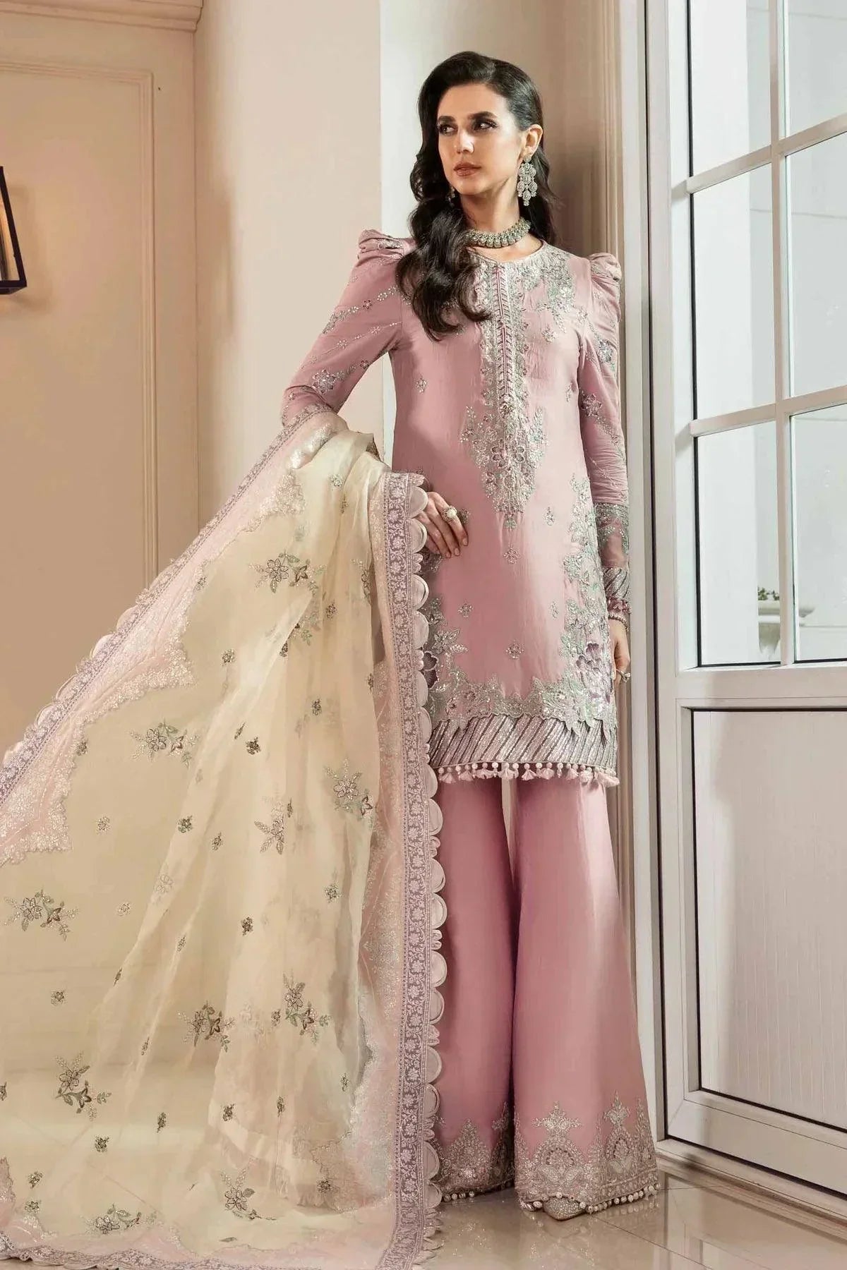 Maria B | Sateen Formals 23 | Mauve CST-706 by Designer Maria B - House of Maryam - Pakistani Designer Ethnic Wear in {{ shop.shopifyCountryName }}