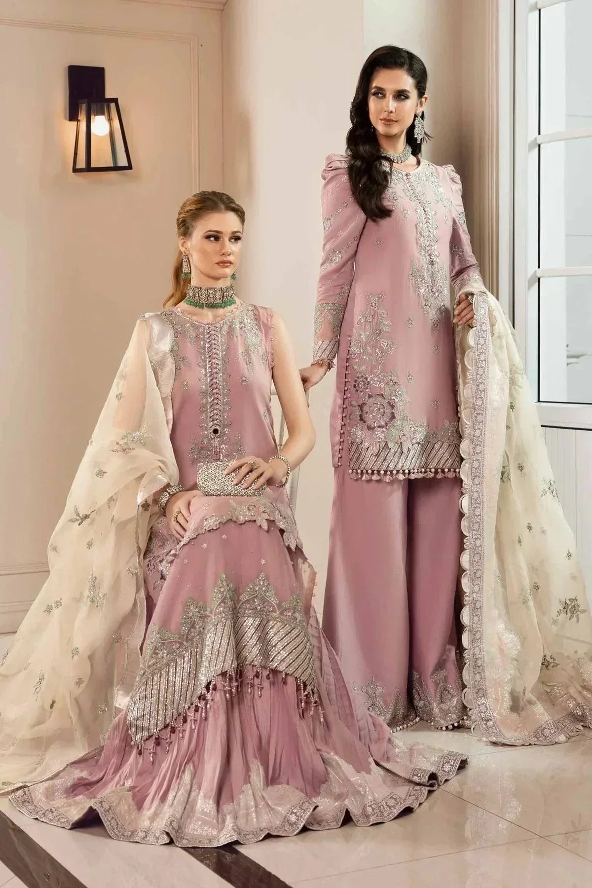 Maria B | Sateen Formals 23 | Mauve CST-706 by Designer Maria B - House of Maryam - Pakistani Designer Ethnic Wear in {{ shop.shopifyCountryName }}