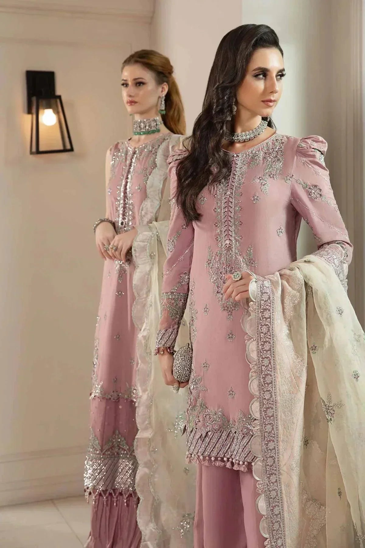 Maria B | Sateen Formals 23 | Mauve CST-706 by Designer Maria B - House of Maryam - Pakistani Designer Ethnic Wear in {{ shop.shopifyCountryName }}