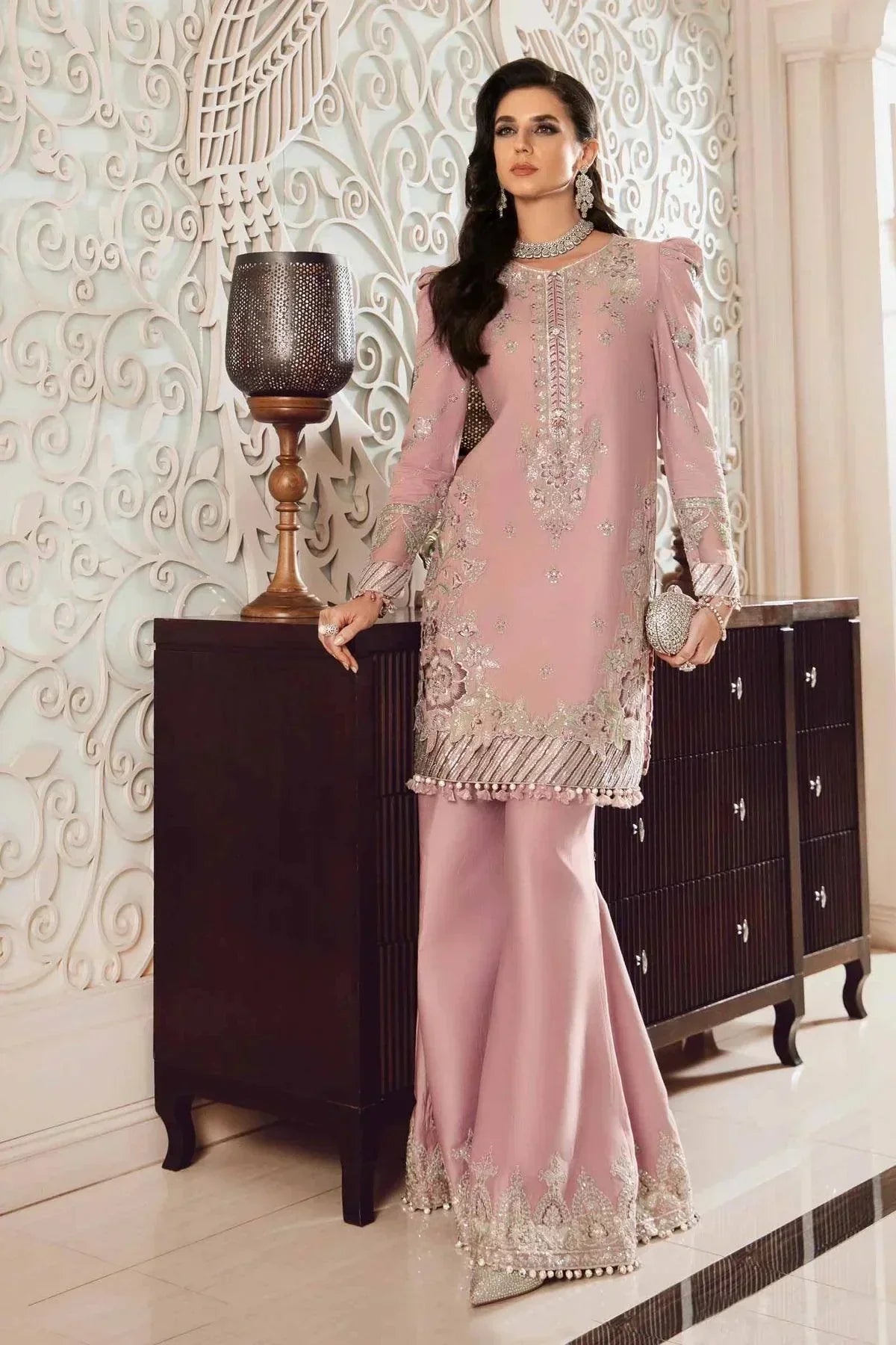 Maria B | Sateen Formals 23 | Mauve CST-706 by Designer Maria B - House of Maryam - Pakistani Designer Ethnic Wear in {{ shop.shopifyCountryName }}