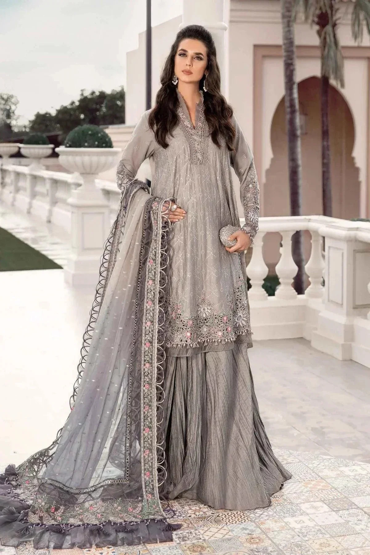 Maria B | Sateen Formals 23 | Grey CST-707 -  Maria B Formal - Original Designer Dress - House of Maryam