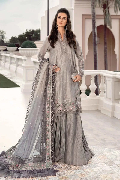 Maria B | Sateen Formals 23 | Grey CST-707 -  Maria B Formal - Original Designer Dress - House of Maryam