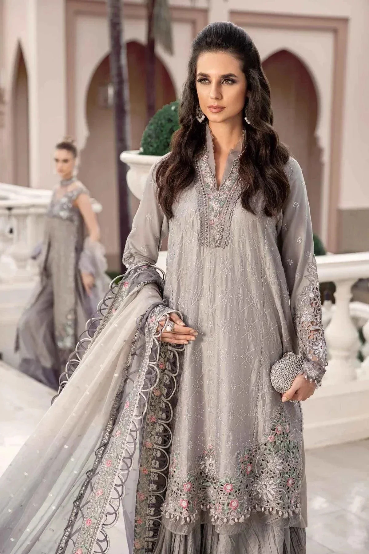 Maria B | Sateen Formals 23 | Grey CST-707 -  Maria B Formal - Original Designer Dress - House of Maryam