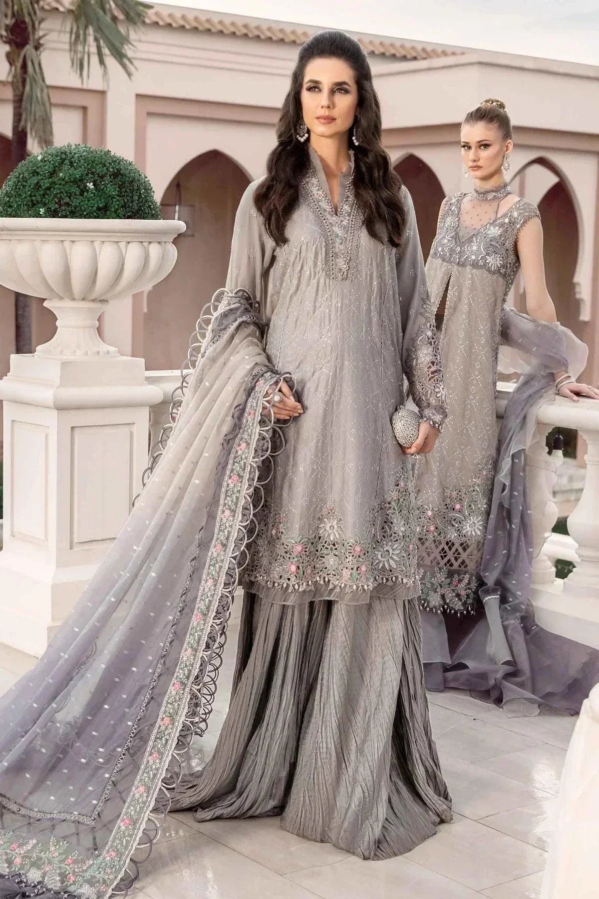 Maria B | Sateen Formals 23 | Grey CST-707 by Designer Maria B - House of Maryam - Pakistani Designer Ethnic Wear in {{ shop.shopifyCountryName }}