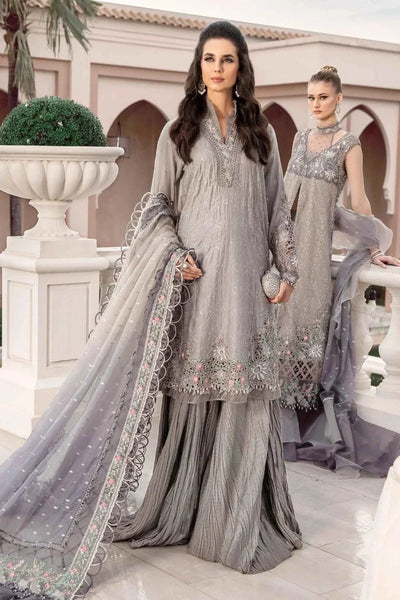 Maria B | Sateen Formals 23 | Grey CST-707 -  Maria B Formal - Original Designer Dress - House of Maryam
